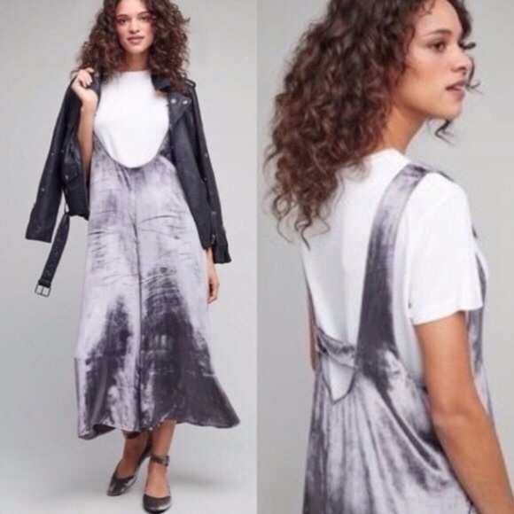 Maeve Anthropologie NWT Monique Wide Leg Crushed Velvet Suspender Jumpsuit Sz XS - Picture 1 of 10